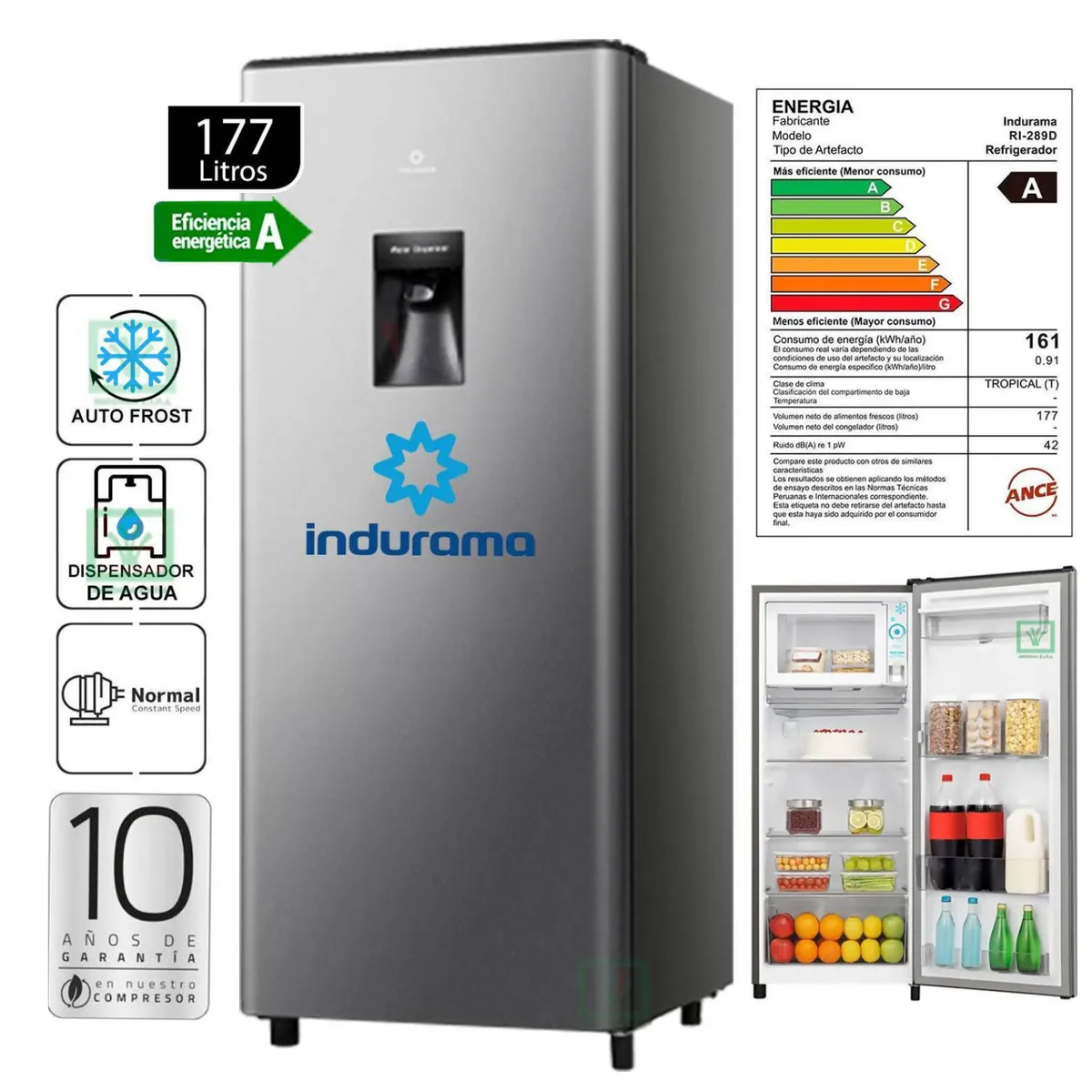 INDURAMA - REFRIGERADORA INDURAMA 177LT RI-289D DEFROST