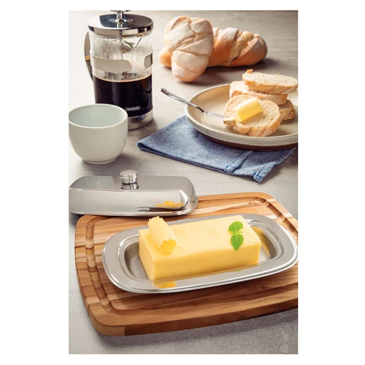 TRAMONTINA - MANTEQUILLERA CON TAPA SERVICE TRAMONTINA