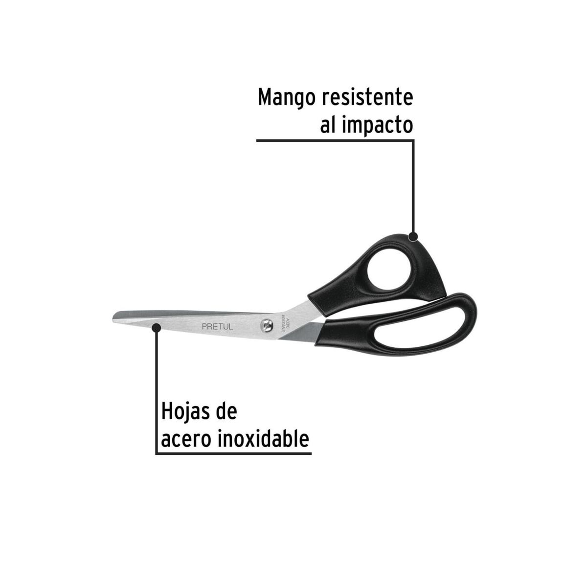 PRETUL - Tijera 8 de acero inoxidable para casa y oficina Pretul