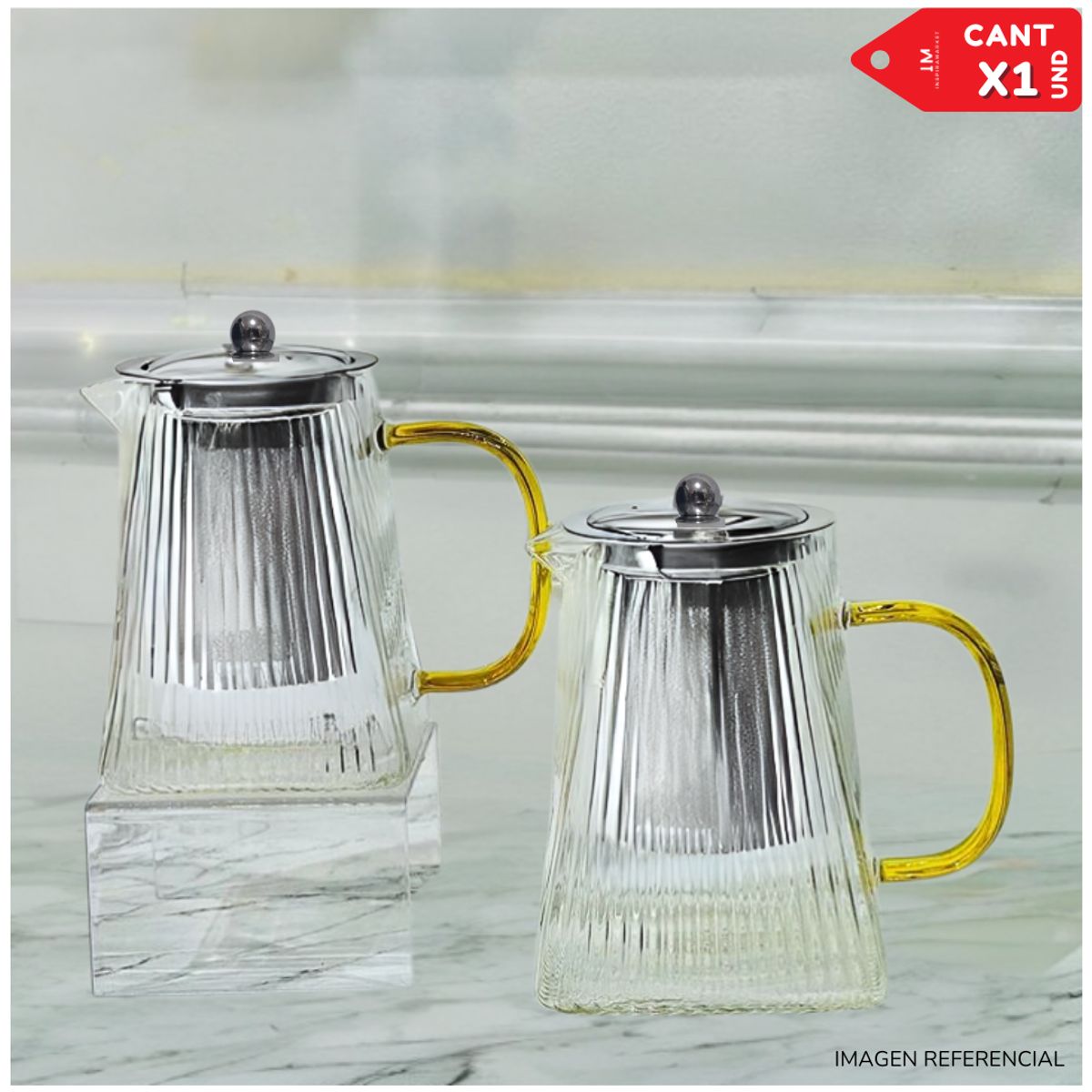 INSPIRA - Jarra Tetera de vidrio Infusor de Te resistente al calor 950ml