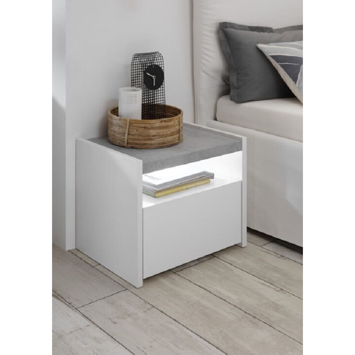 73 EXPERIENCE - Velador Sely Color Blanco & Cemento 73 Experience