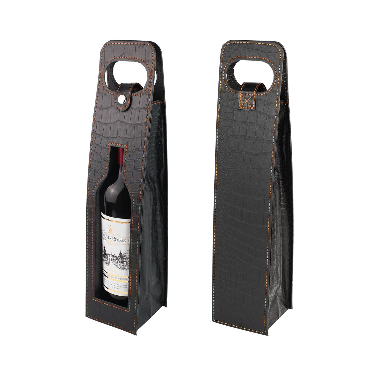 GENERICO - Bolsa De Regalo Para Vino De Cuero - Color Negro Para 1 Botella