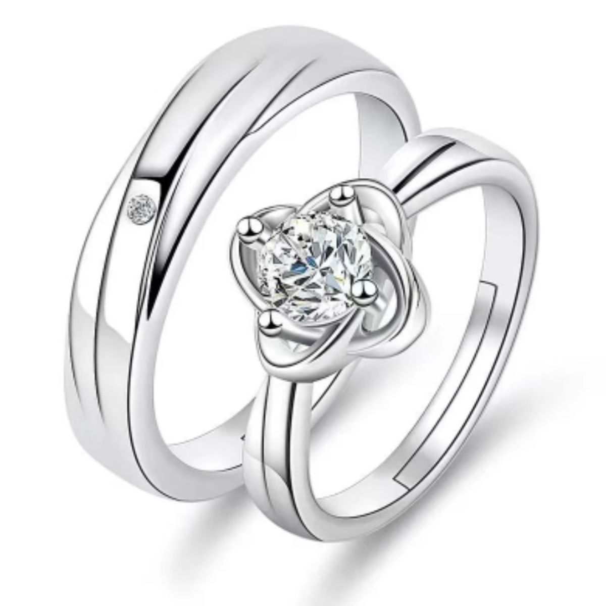 GENERICO - Anillos de Pareja Ajustables - “Amor en Flor”