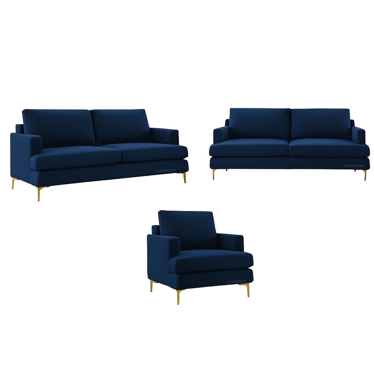 ALTO HOGAR - Juego de Sala 3 2 1 Zeika Alto Hogar Azul Cobalto