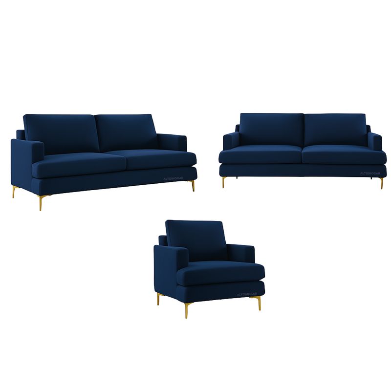 ALTO HOGAR - Juego de Sala 3 2 1 Zeika Alto Hogar Azul Cobalto