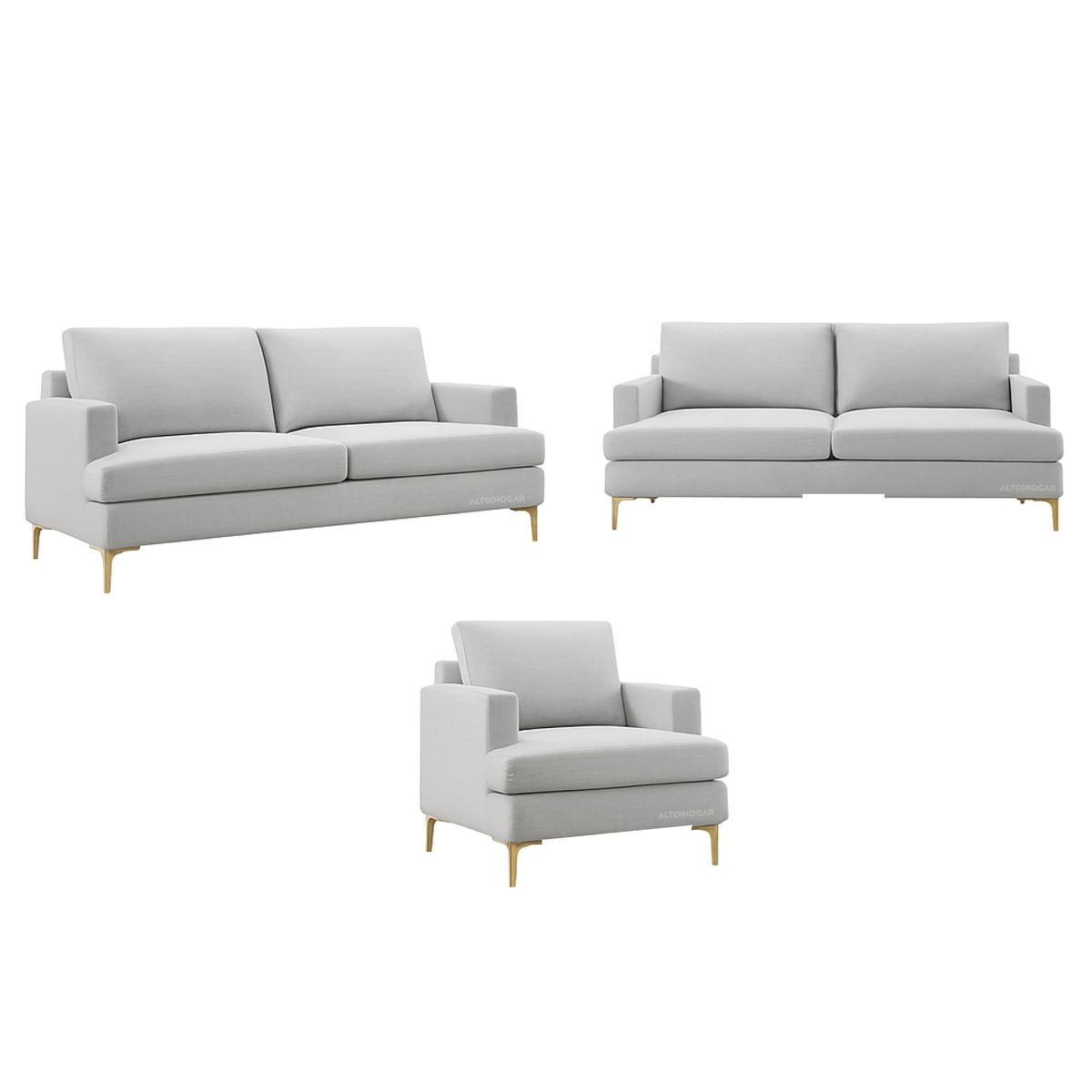 ALTO HOGAR - Juego de Sala 3 2 1 Zeika Alto Hogar Gris Claro