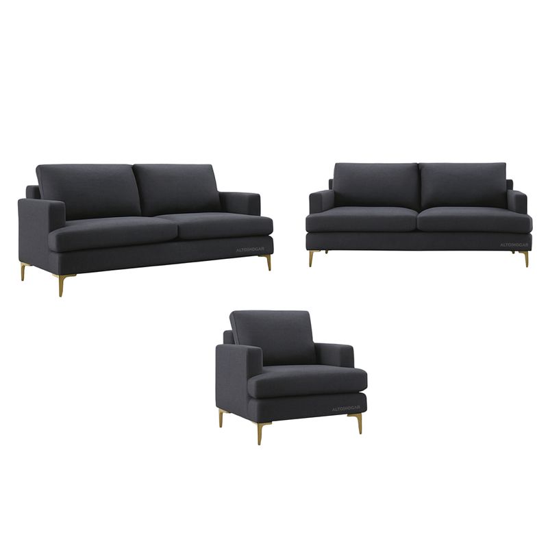 ALTO HOGAR - Juego de Sala 3 2 1 Zeika Alto Hogar Gris Oscuro