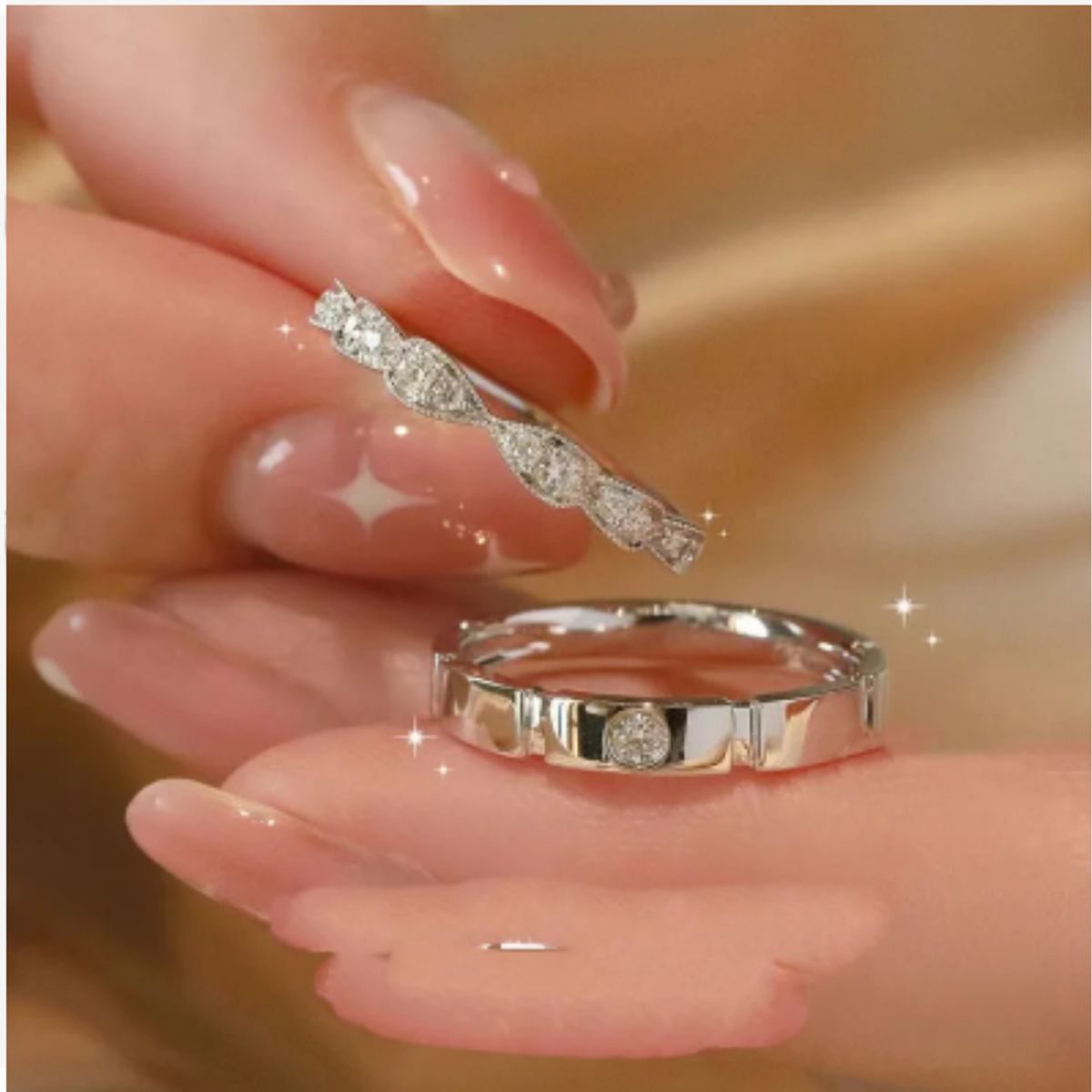 GENERICO - Anillos de Pareja Ajustables - “Destellos Eternos”