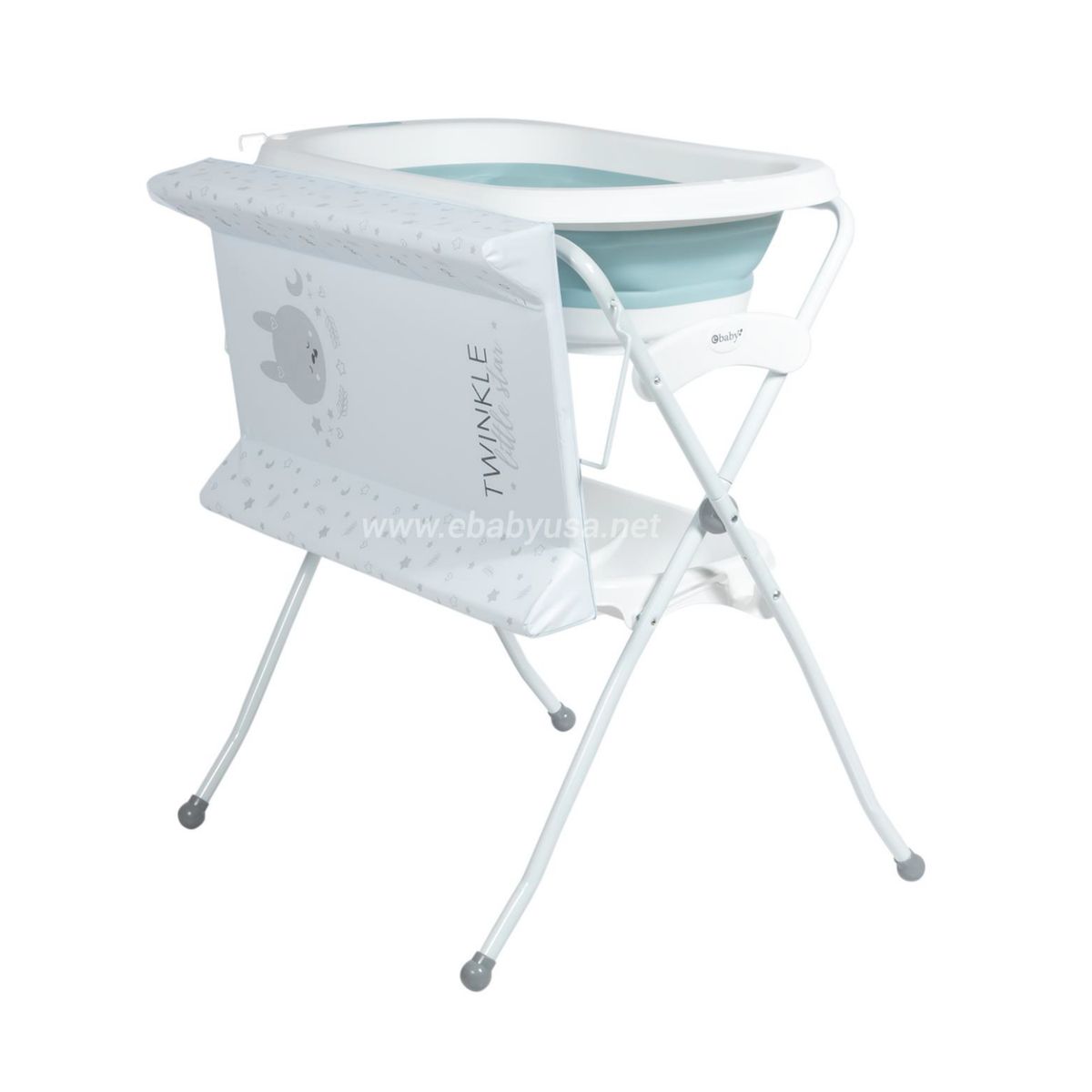EBABY - Bañera cambiador plegable con tallímetro para bebe Spark Azul