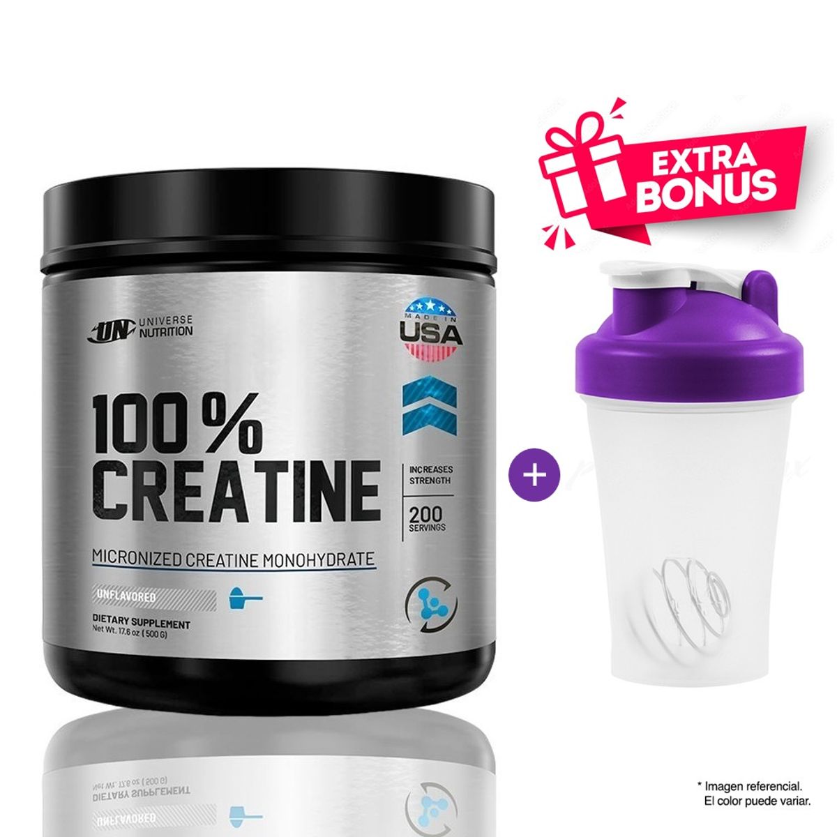 UNIVERSE NUTRITION - Creatina Monohidratada Creabolic 500 gr + Shaker