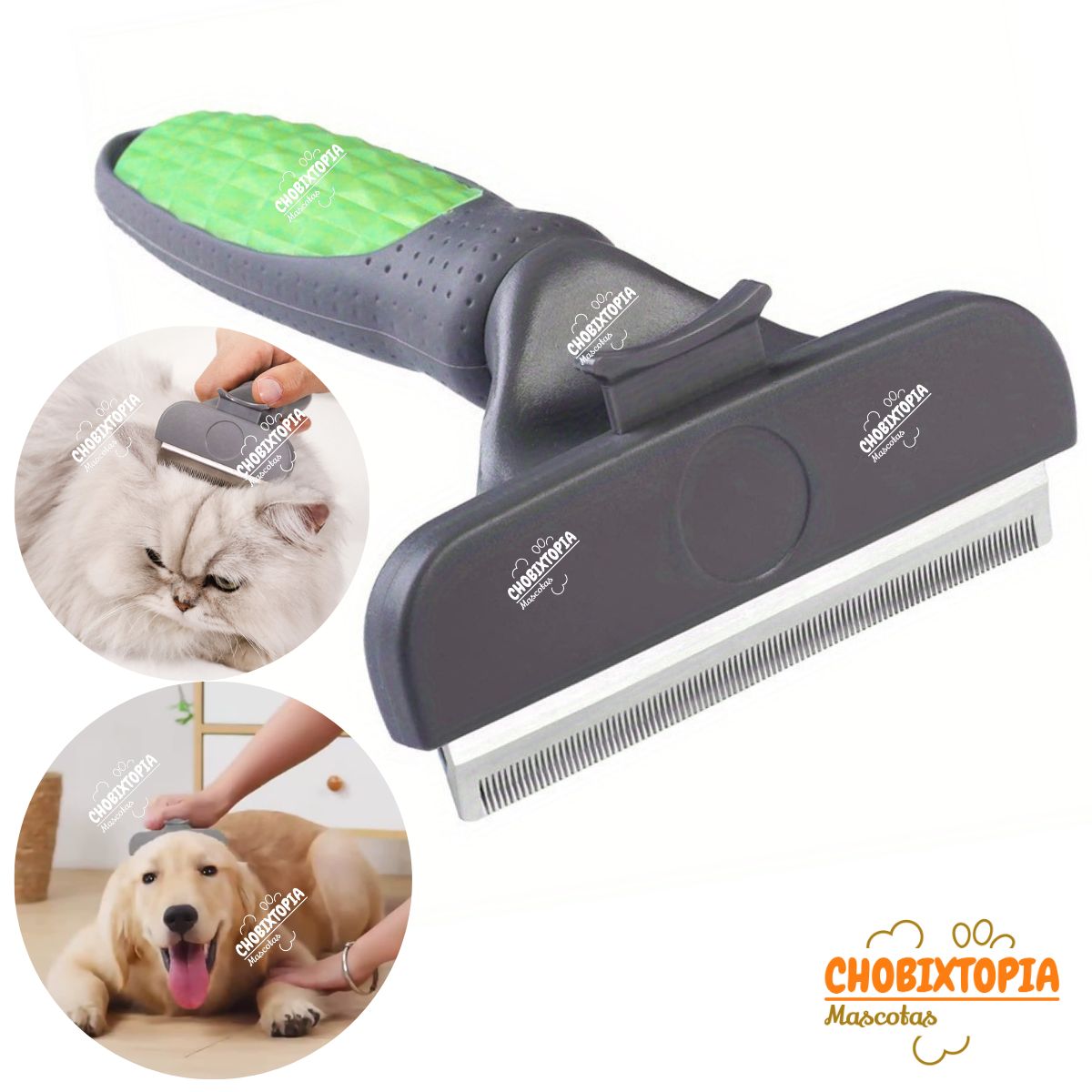 GENERICO - CEPILLO ELIMINA PELO INTERNA EXTERNO PERRO-GATO-VERDE T-G