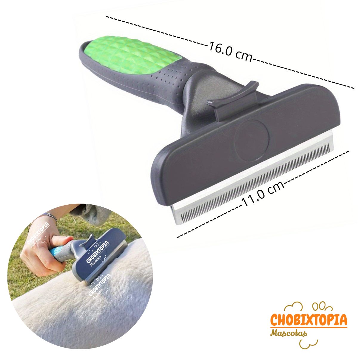 GENERICO - CEPILLO ELIMINA PELO INTERNA EXTERNO PERRO-GATO-VERDE T-G