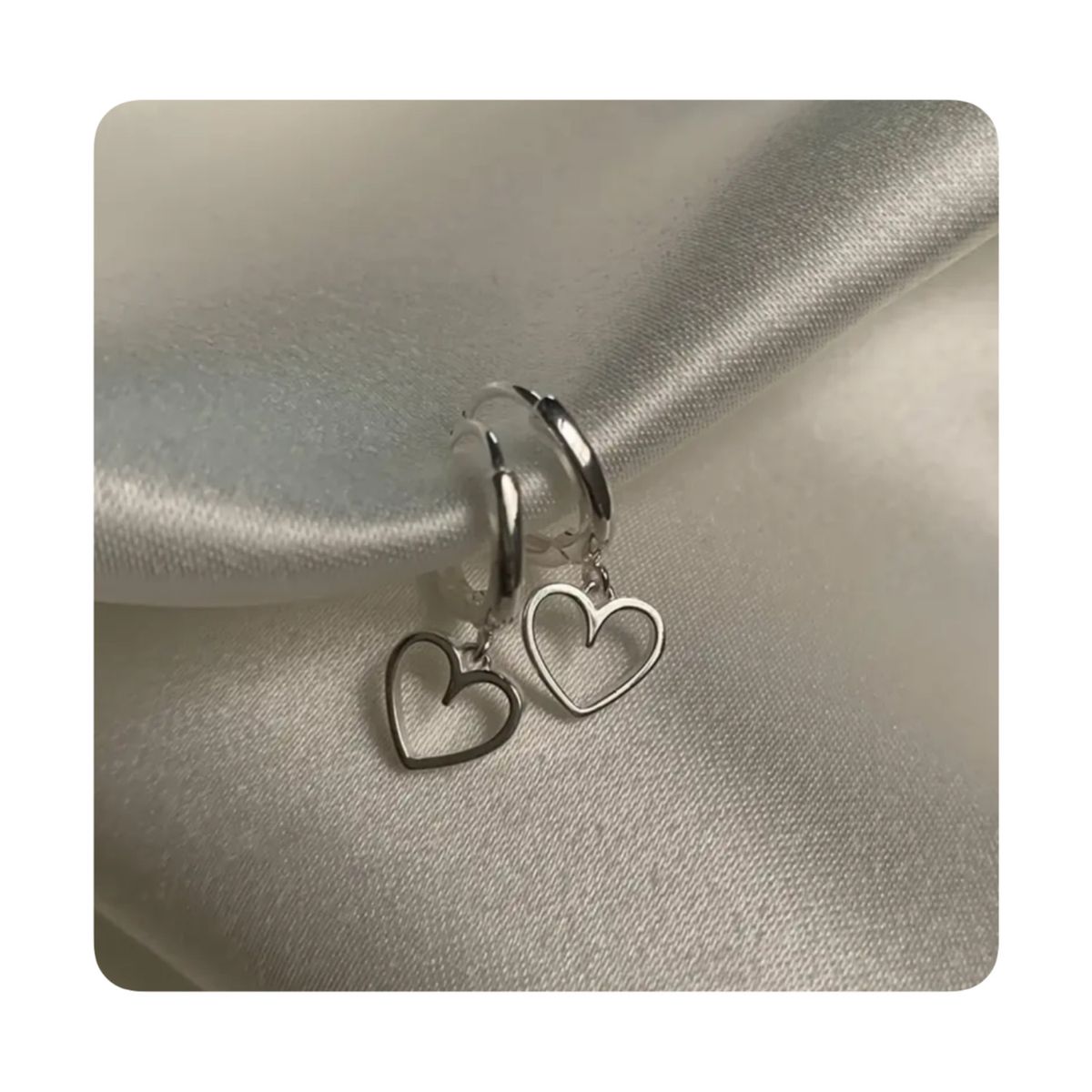 GENERICO - Aretes Acero - Argolla Corazon Plateado