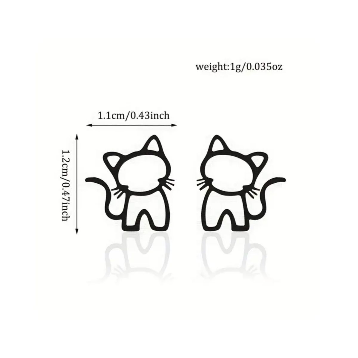 GENERICO - Aretes Acero - Silueta Línea Gatito Negro