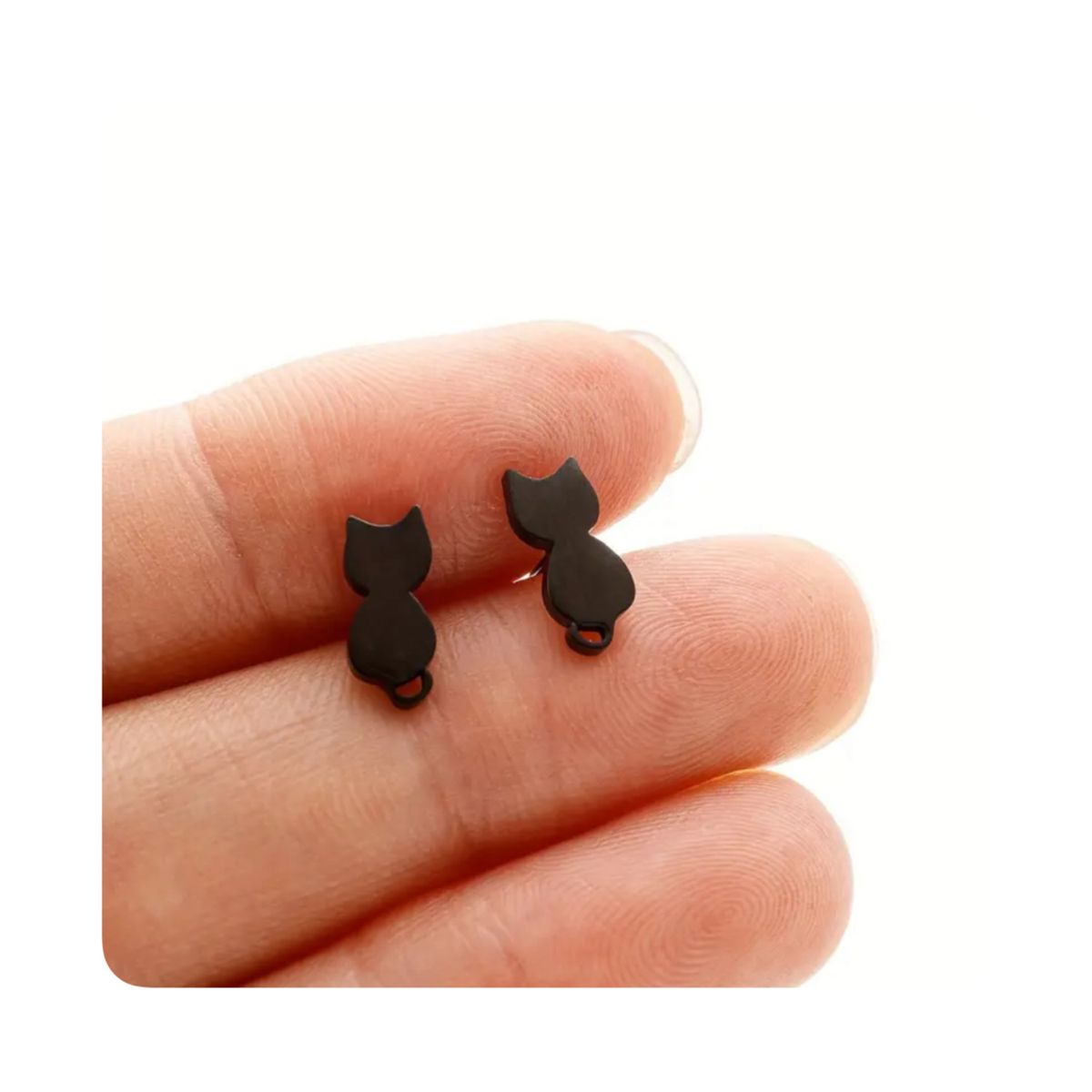 GENERICO - Aretes Acero - Silueta Completa Gatito Negro