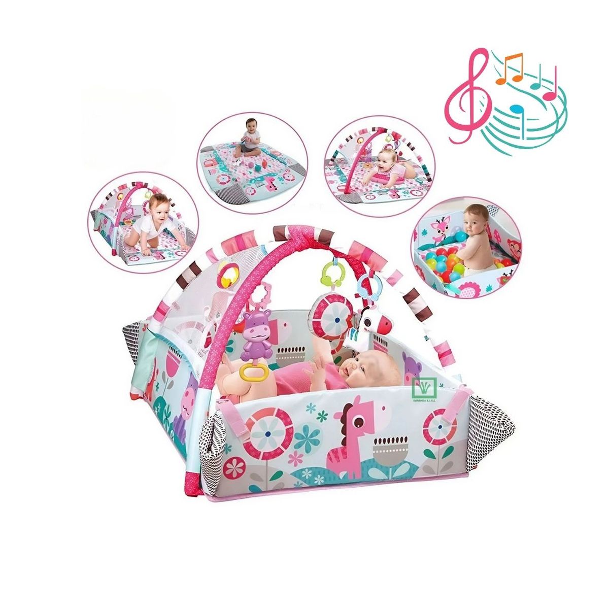 GENERICO - Gimnasio Musical 5 en 1 con Piscina de Pelotas para Bebé Niña