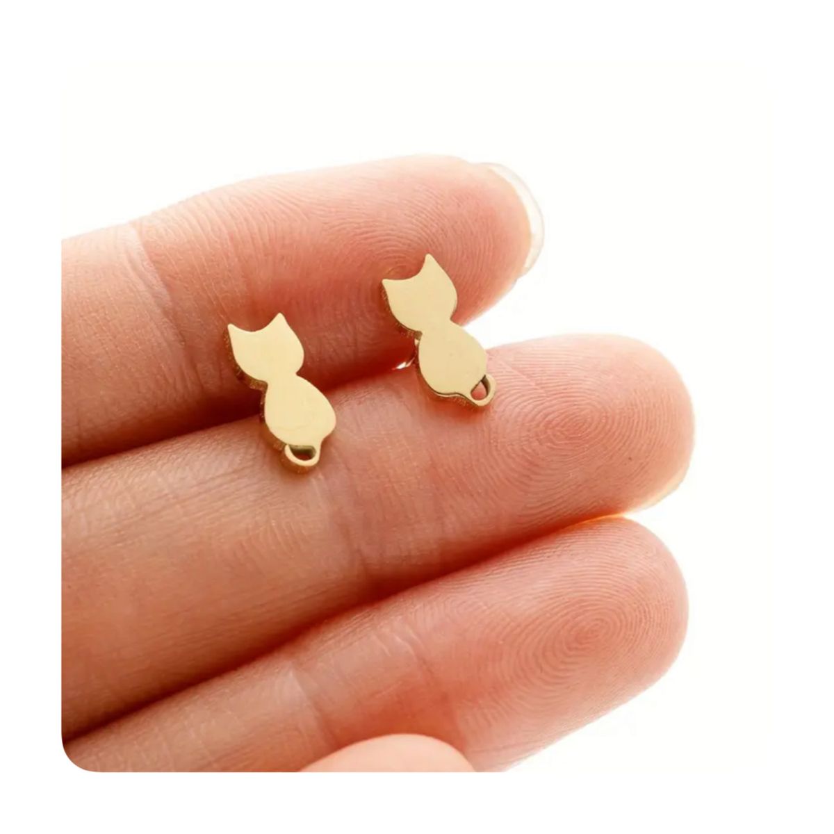 GENERICO - Aretes Acero - Silueta Completa Gatito Dorado