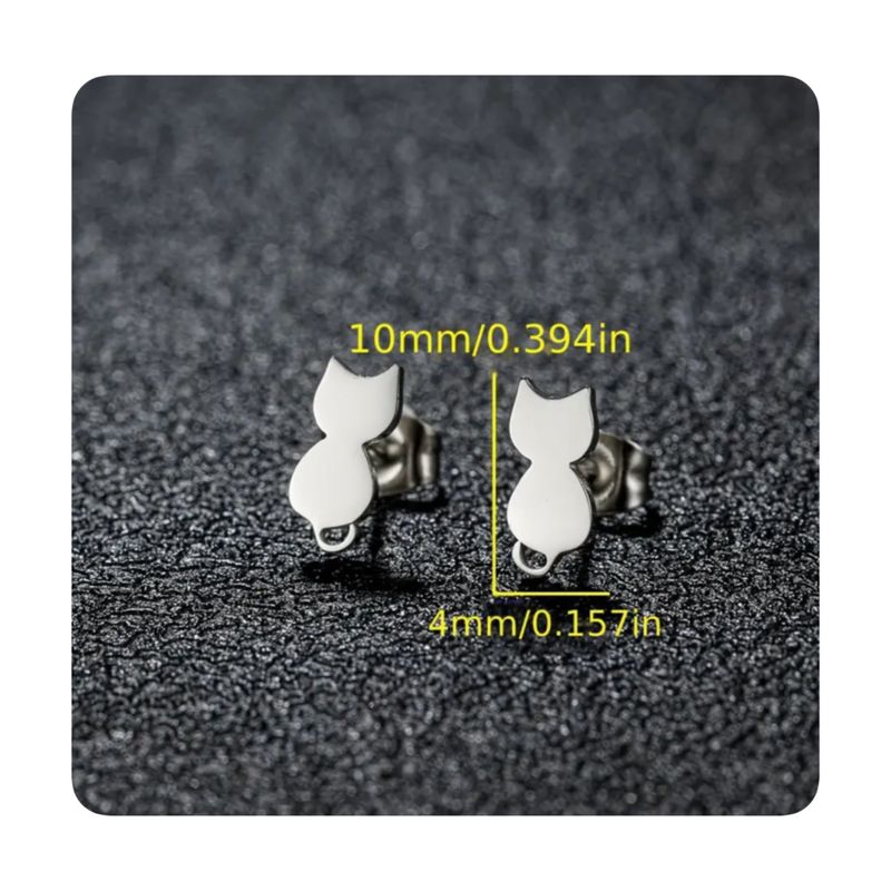 GENERICO - Aretes Acero - Silueta Completa Gatito Plateado