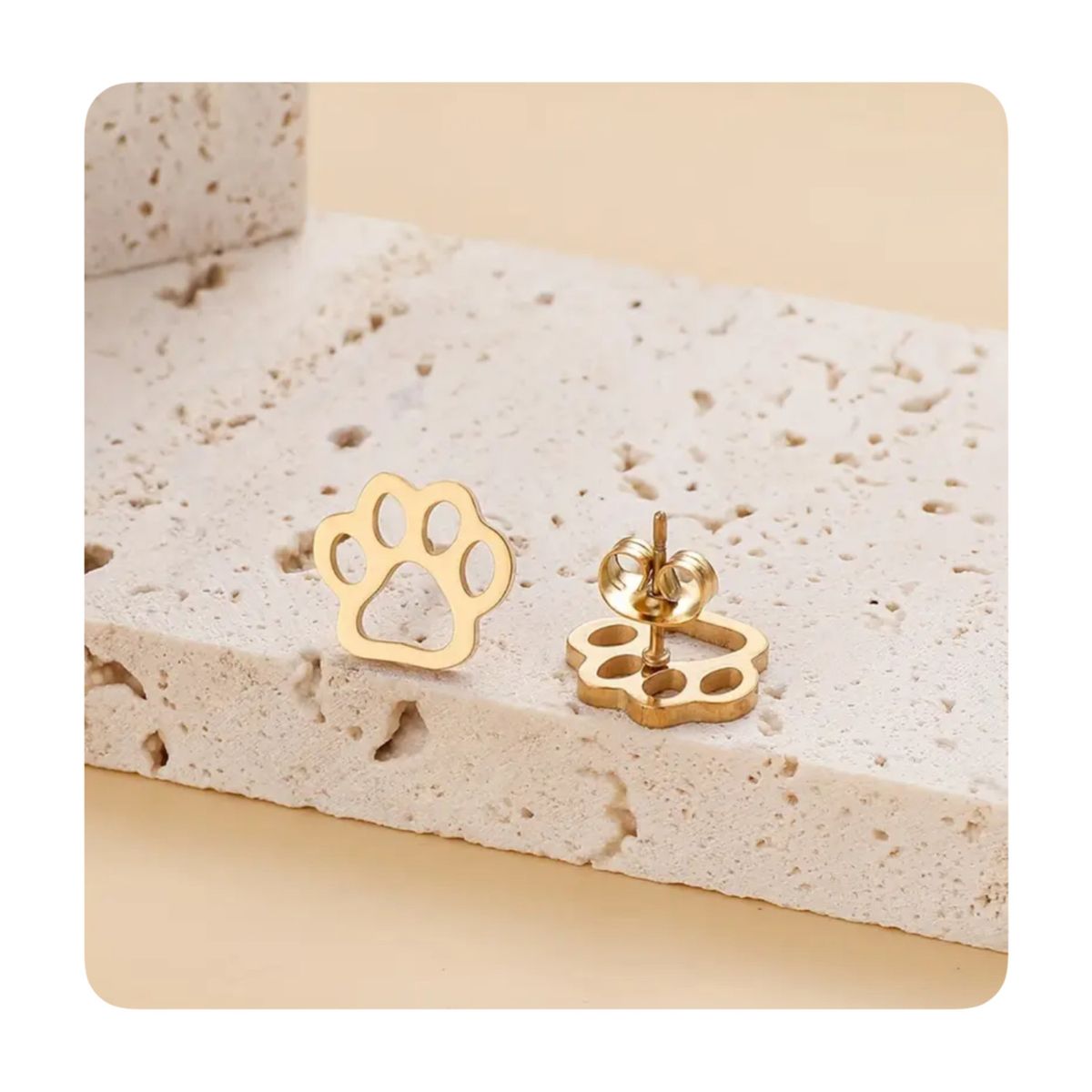 GENERICO - Aretes Acero - Patita Mascota Dorado