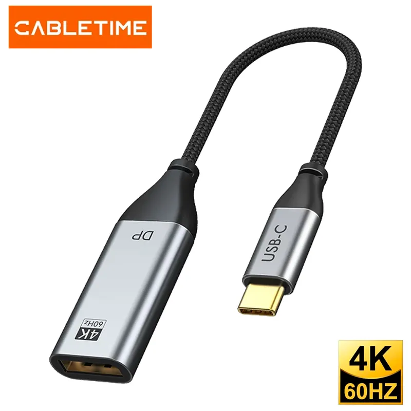 GENERICO - Adaptador USb-C a DisplayPort  4K a 60Hz cabletime gris