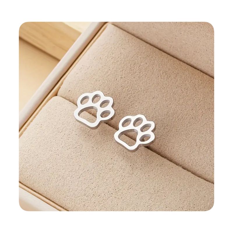 GENERICO - Aretes Acero - Patita Mascota Plateado