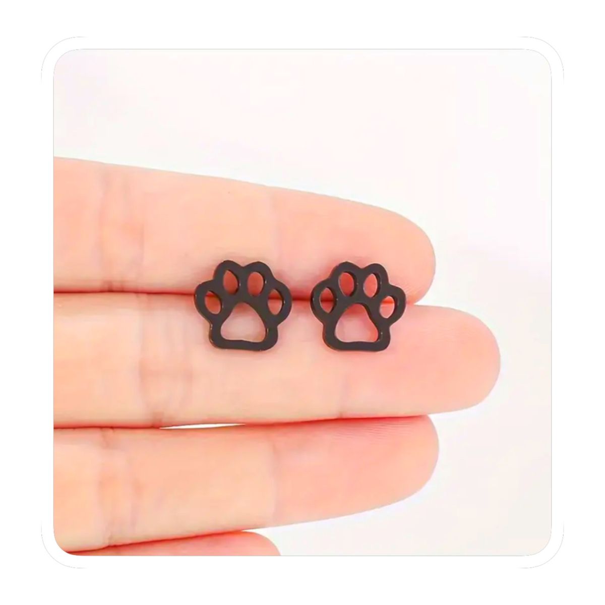 GENERICO - Aretes Acero - Patita Mascota Negro
