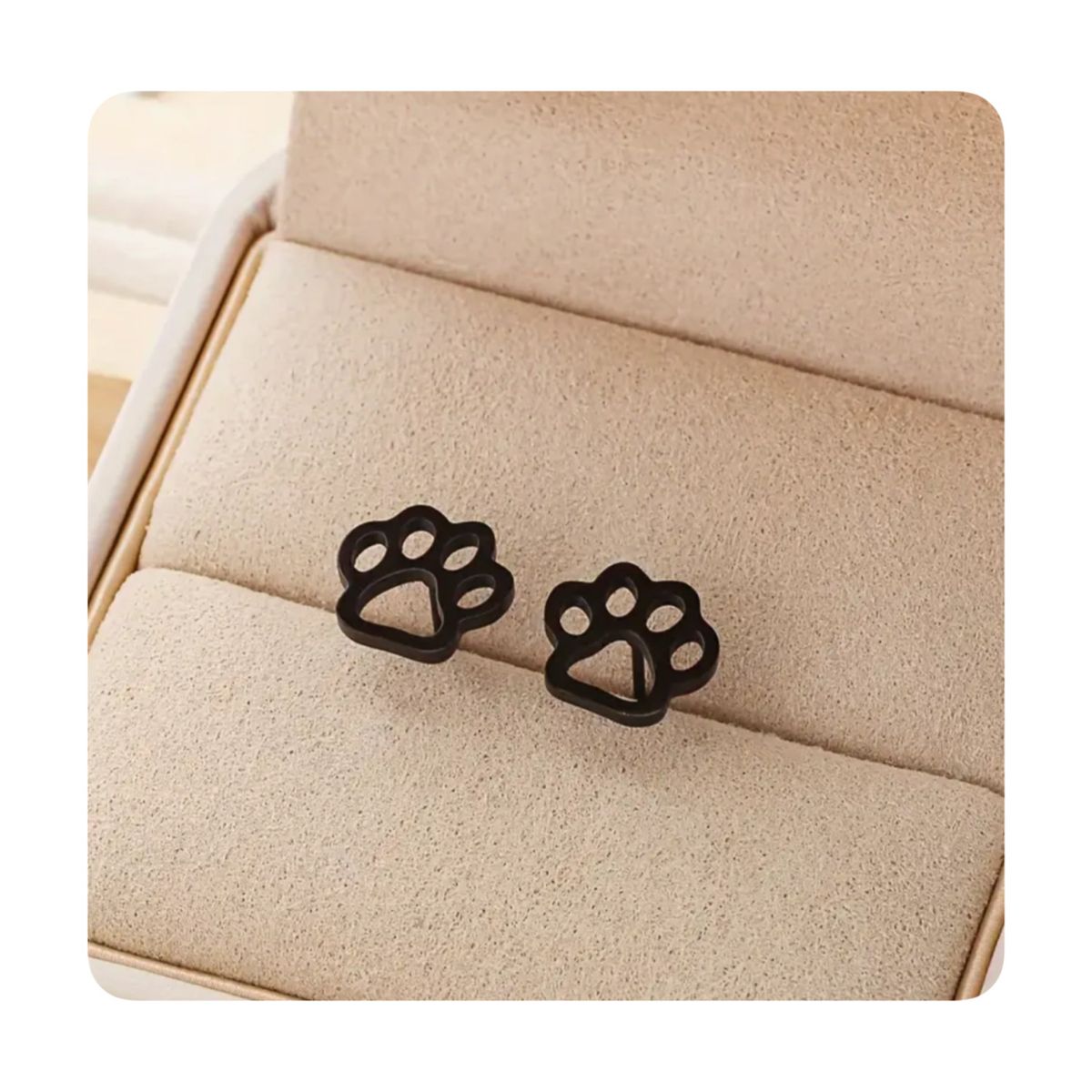 GENERICO - Aretes Acero - Patita Mascota Negro