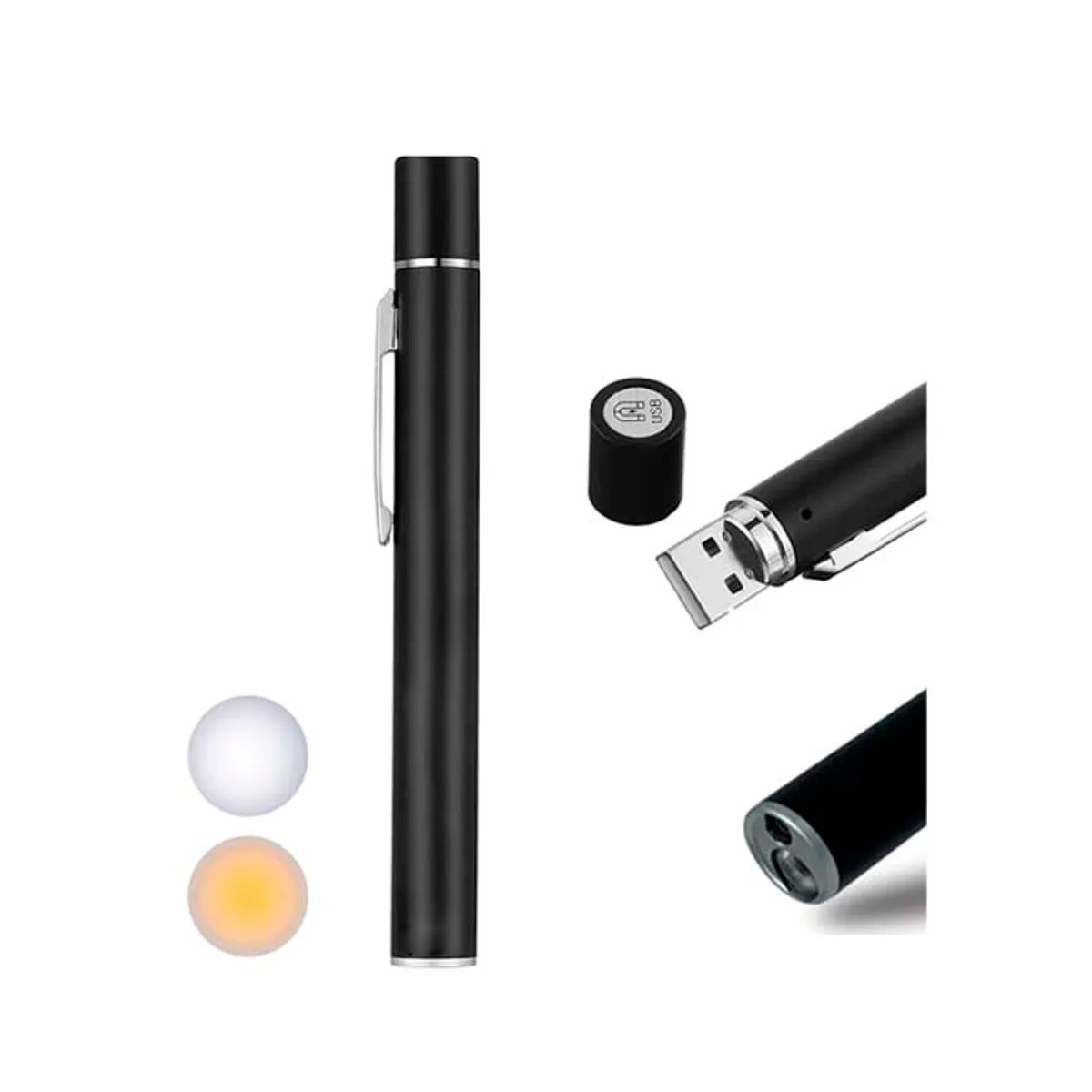 GENERICO - LINTERNA MEDICA DE DIAGNOSTICO RECARGABLE POR USB- NEGRO