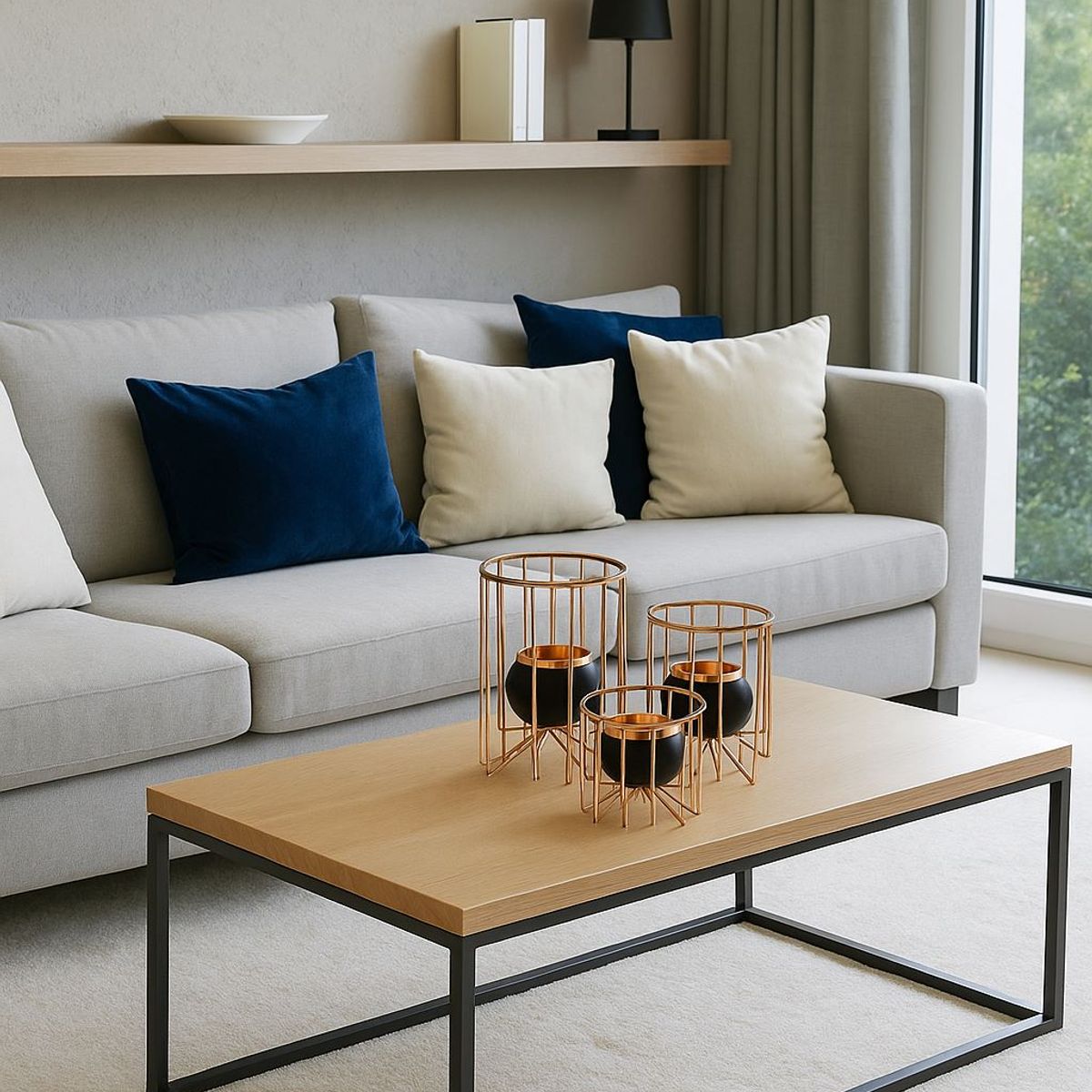 GENERICO - Portavelas Decorativos de Metal Dorado Set x 3