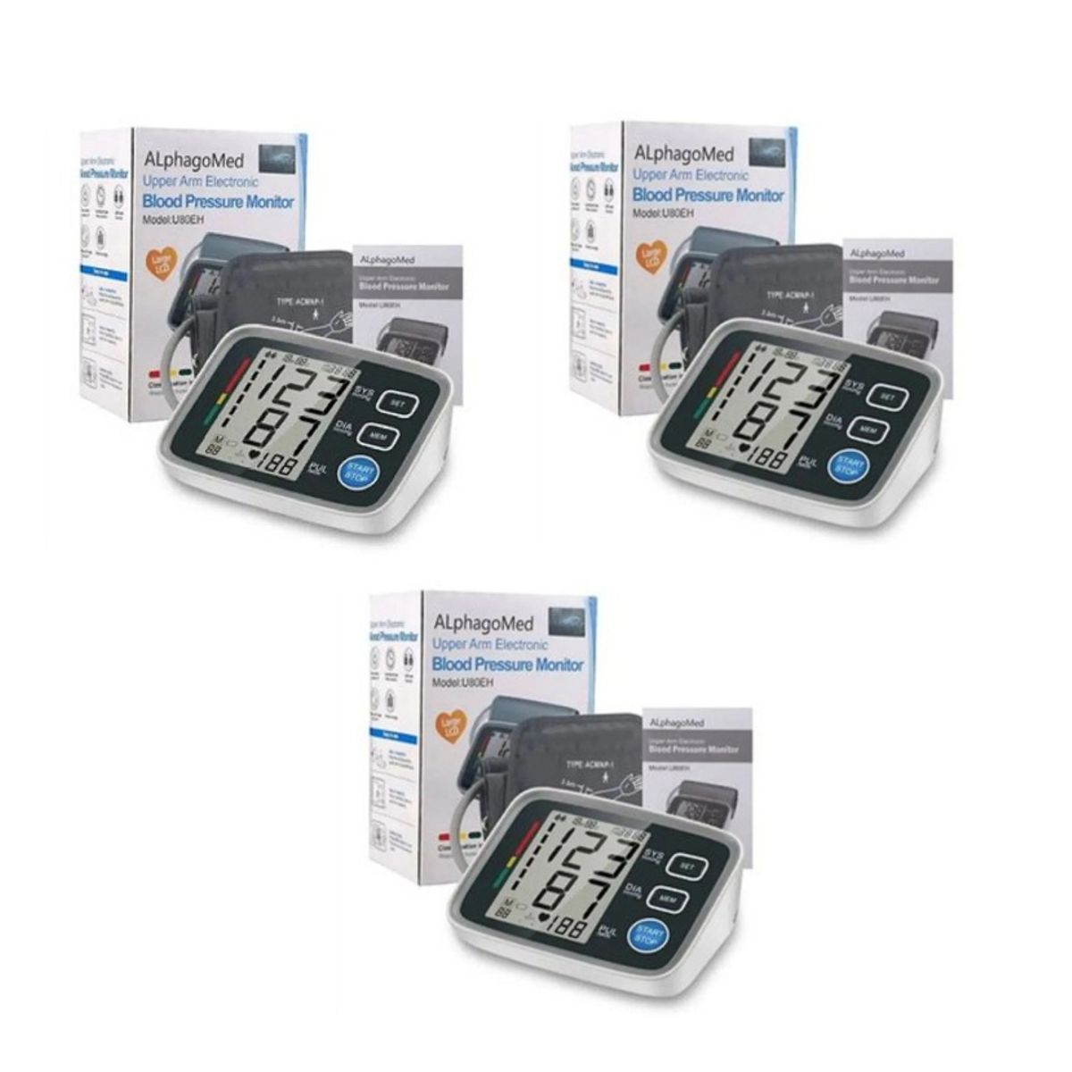 GENERICO - 03 UNIDADES TENSIOMETRO digital de Brazo MARCA Alphagomed