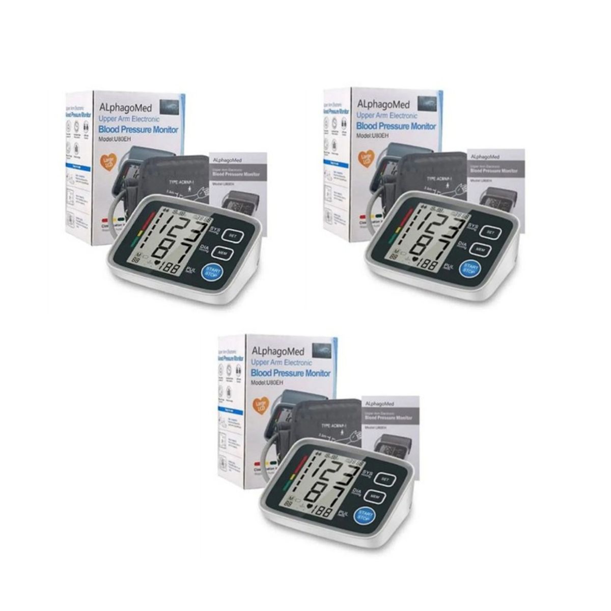 GENERICO - 03 UNIDADES TENSIOMETRO digital de Brazo MARCA Alphagomed