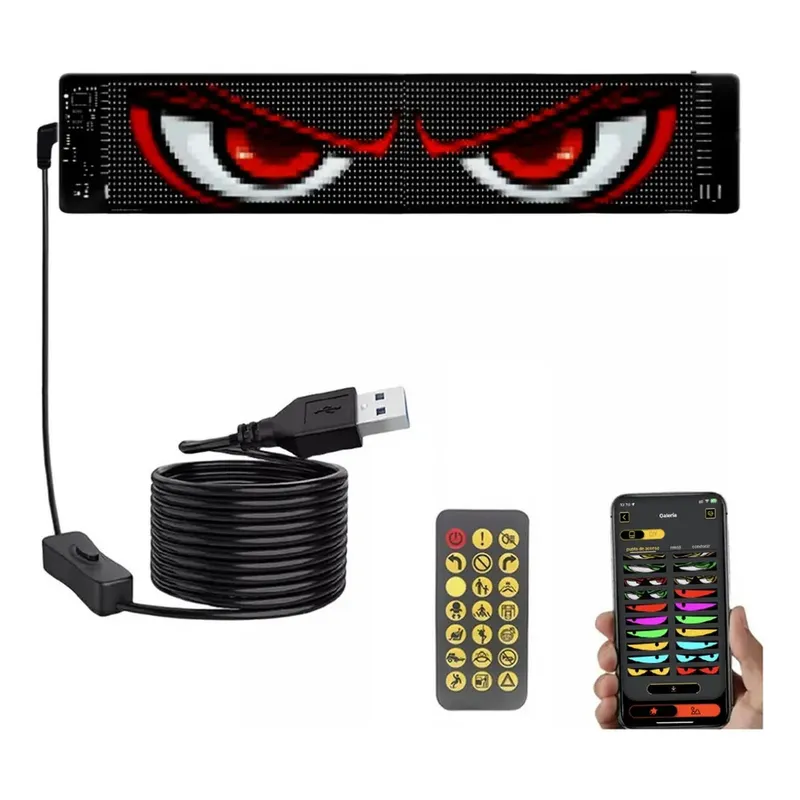 PUREPOWER - Pantalla LED Ojos Diablo Flexible Publicidad Autos 374x92MM