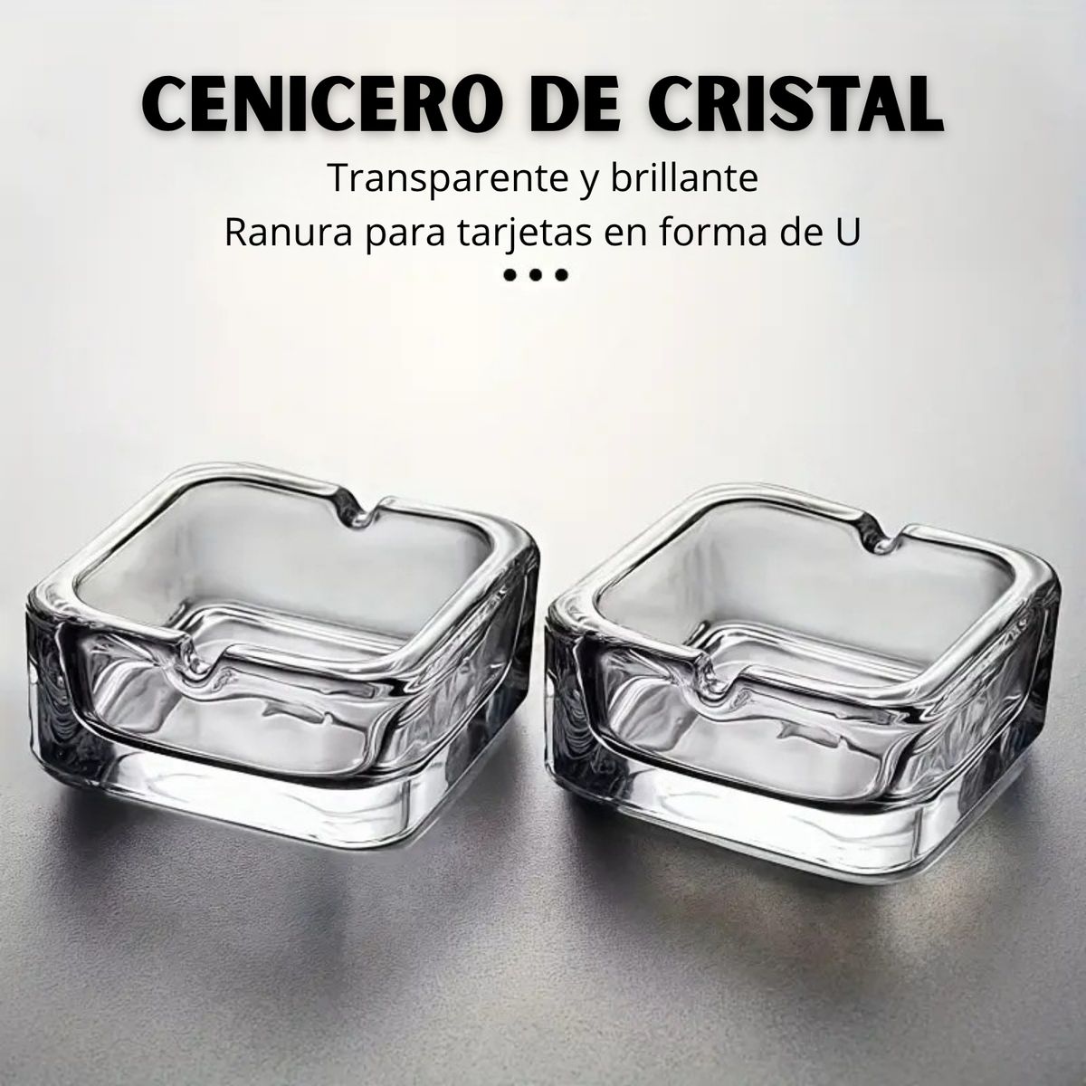 PENTHA - Cenicero de Vidrio Cristal Cuadrado Pack X3