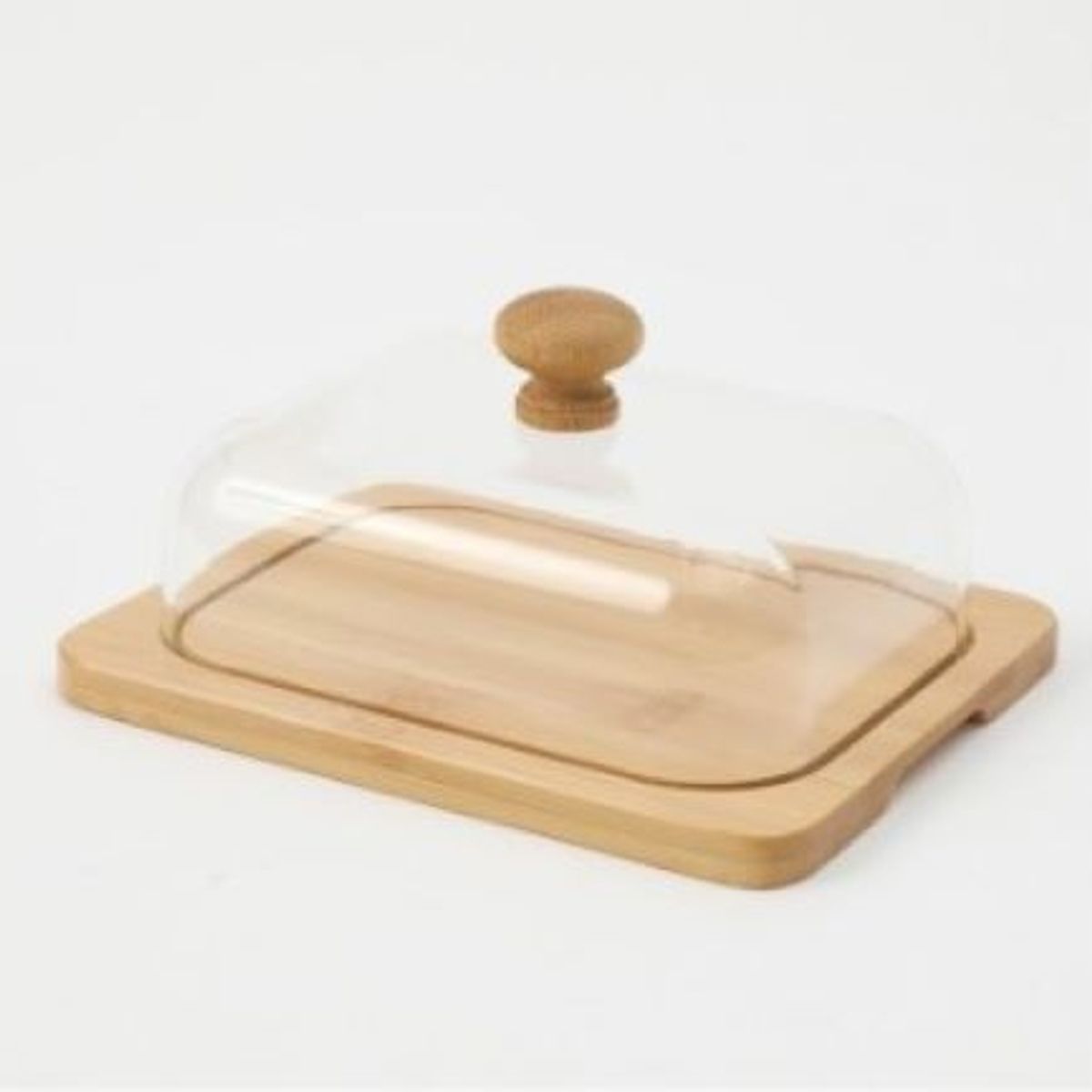 GENERICO - Mantequillera con Base de Bambu y tapa Acrilica