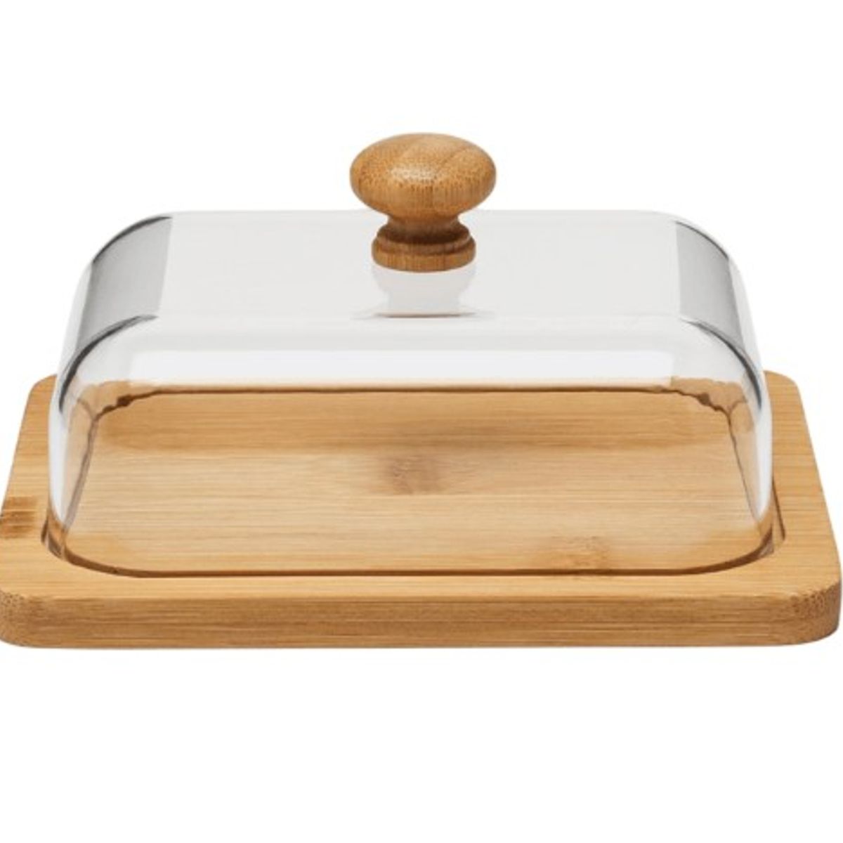 GENERICO - Mantequillera con Base de Bambu y tapa Acrilica