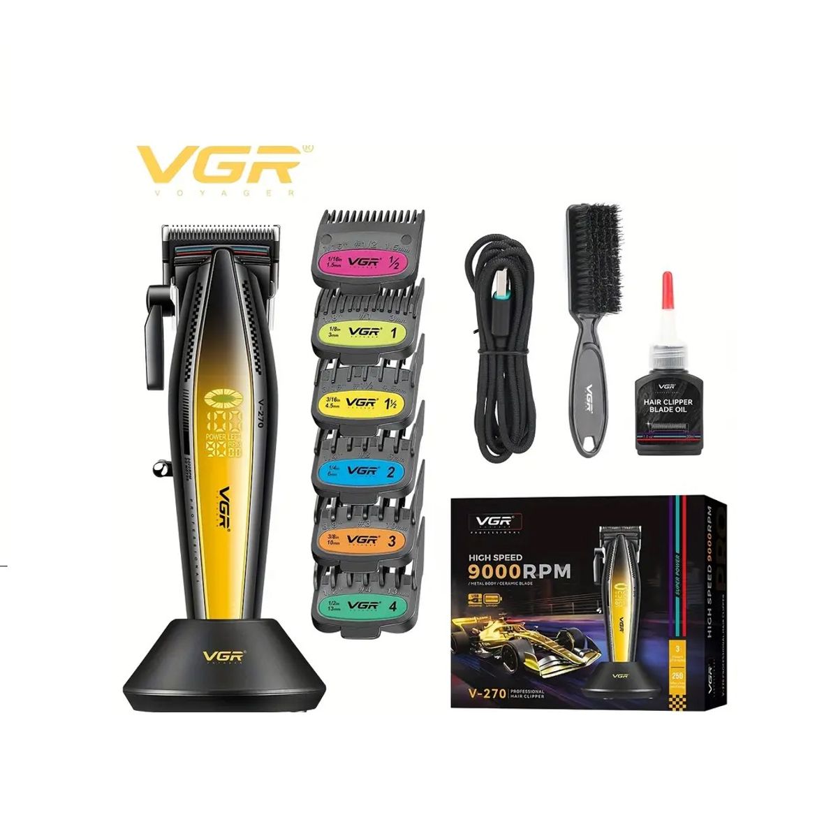 PREMIUM - Cortapelos profesionales 9000 RPM cuchilla ceramica Vgr 270 bajo ruido