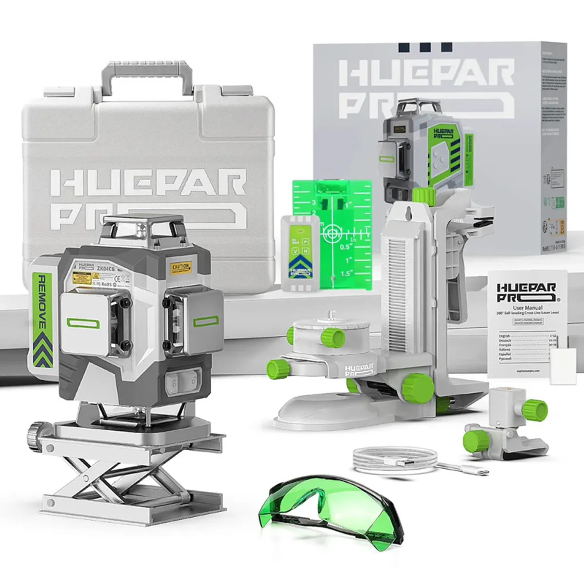HUEPAR - New Versión Nivel laser Huepar ZK04CG Batería 8,000 mA