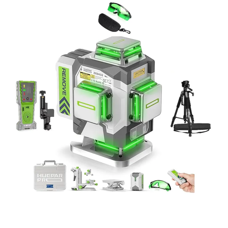 HUEPAR - Combo Completo Nivel laser Huepar ZK04CG Batería 8,000 mA