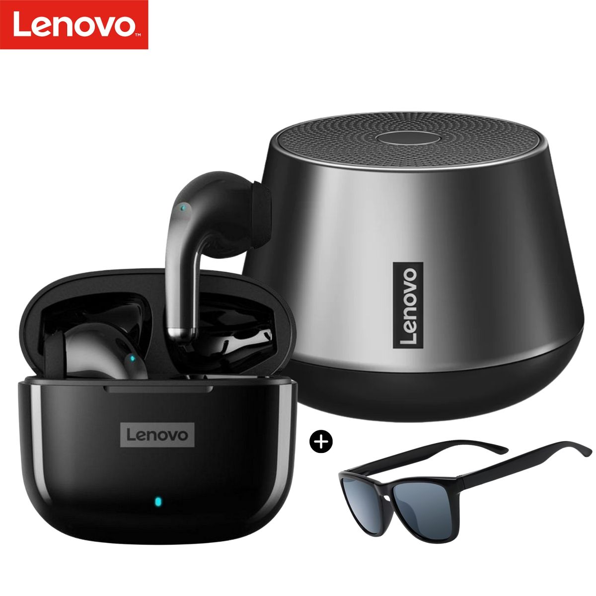 LENOVO - Pack Lenovo Audífonos LP40 Pro + Parlante Bluetooth K3 Pro + lentes
