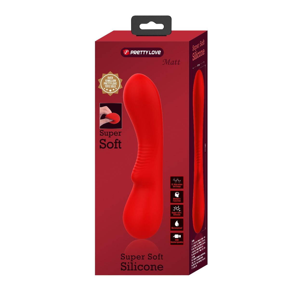 PRETTY LOVE - Vibrador Mujer Punto G Silicona Matt Super Suave Rojo Carga USB
