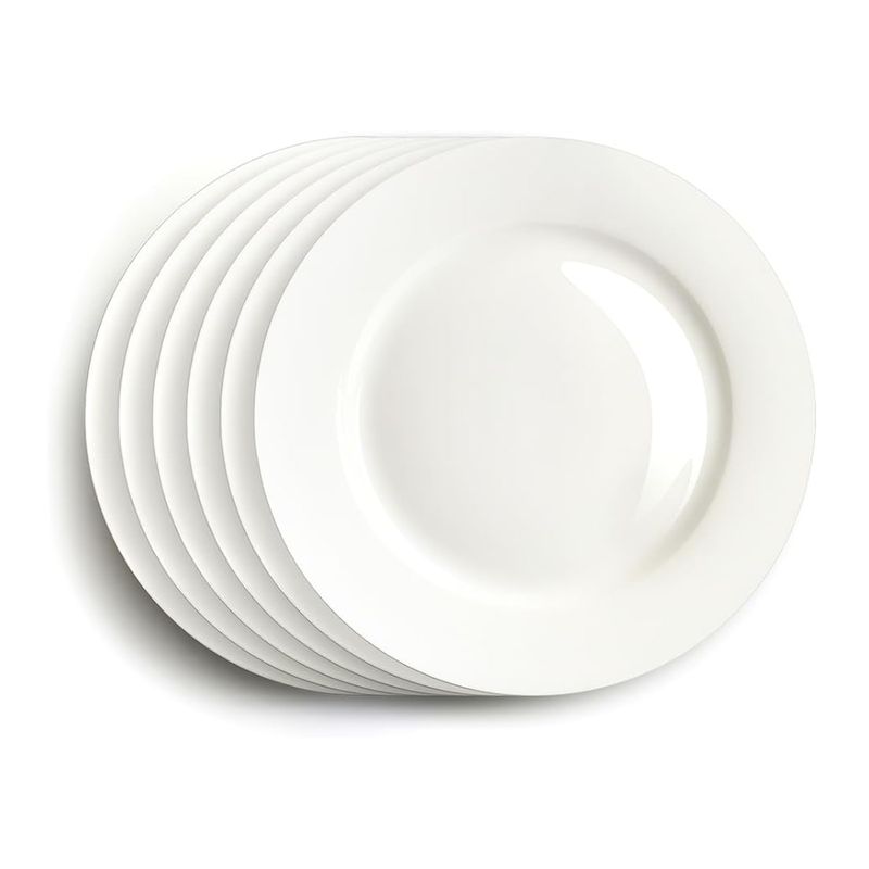 INSPIRA - Set 6 Platos de Cerámica Blanco Acabado Brilloso