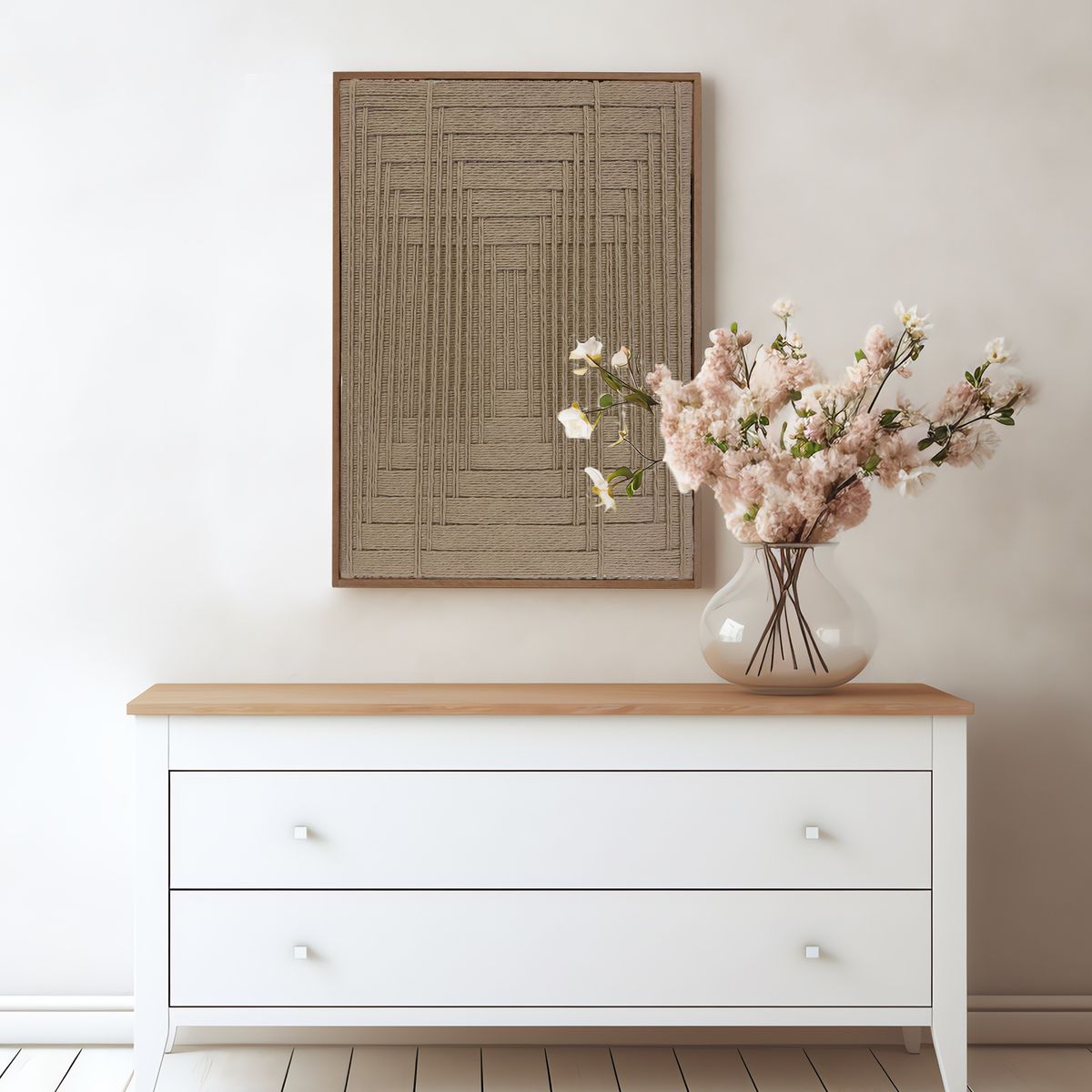 TEJICORP - Cuadro Charlott arena - lienzo trenzado con hilos de algodón