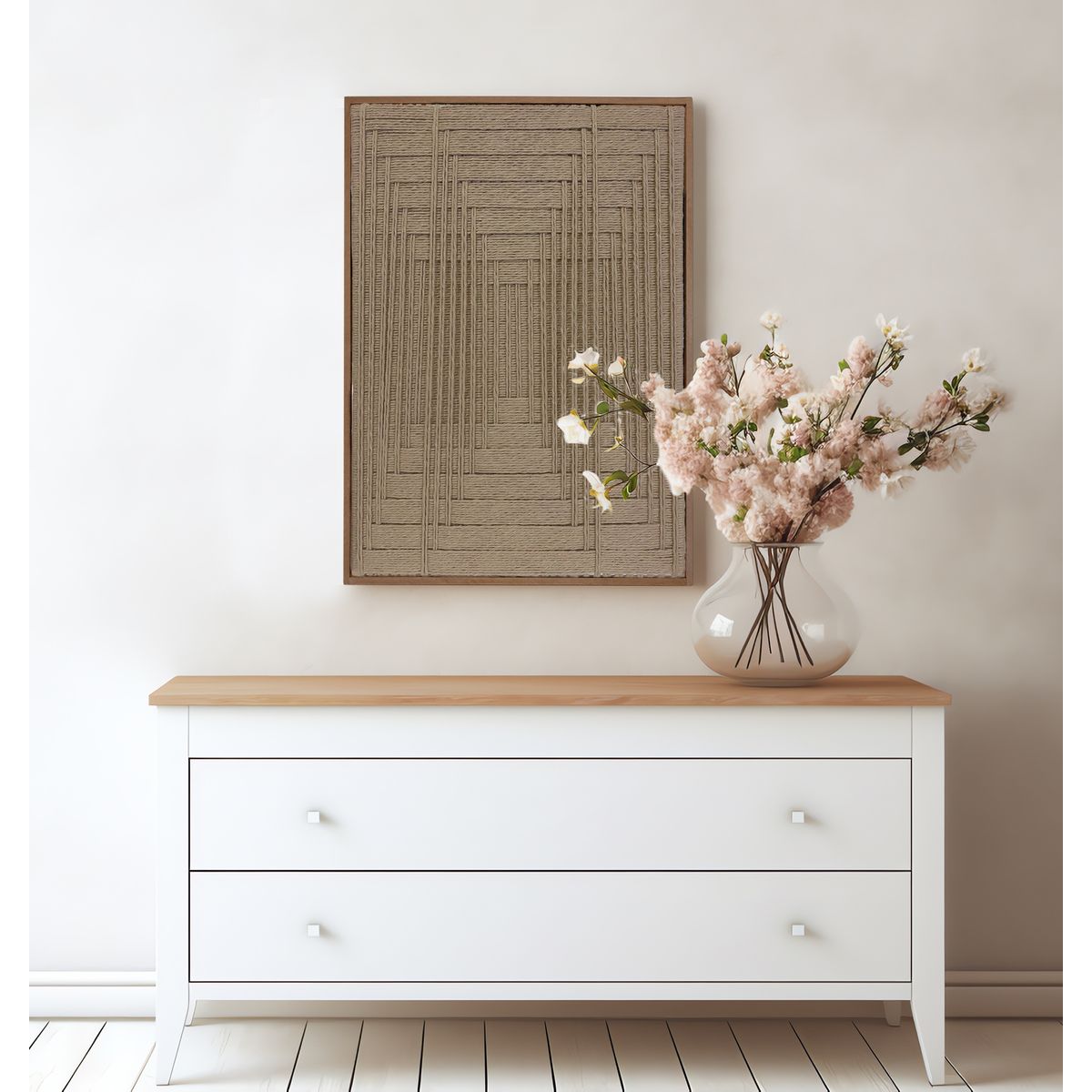 TEJICORP - Cuadro Charlott arena - lienzo trenzado con hilos de algodón