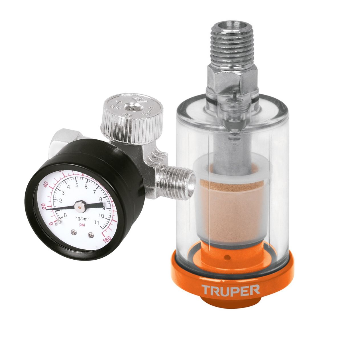 TRUPER - Regulador de aire con manómetro Filtro separador de agua y aceite