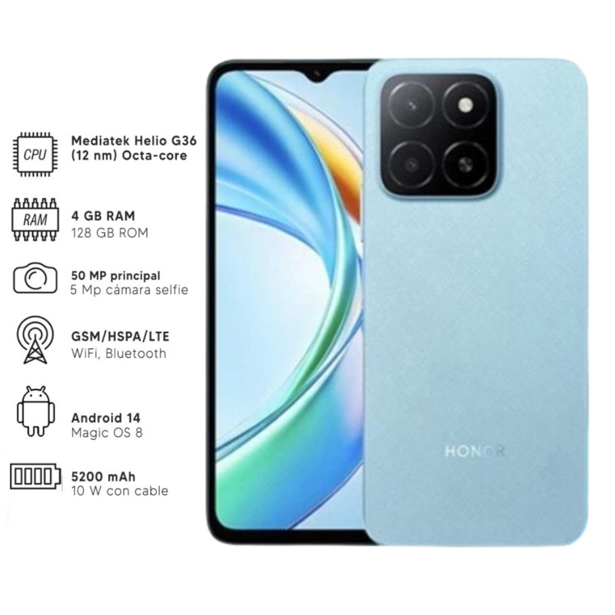 HONOR - Celular Honor X5B Plus 4GB + 128GB Azul  50MP  Doble SIM