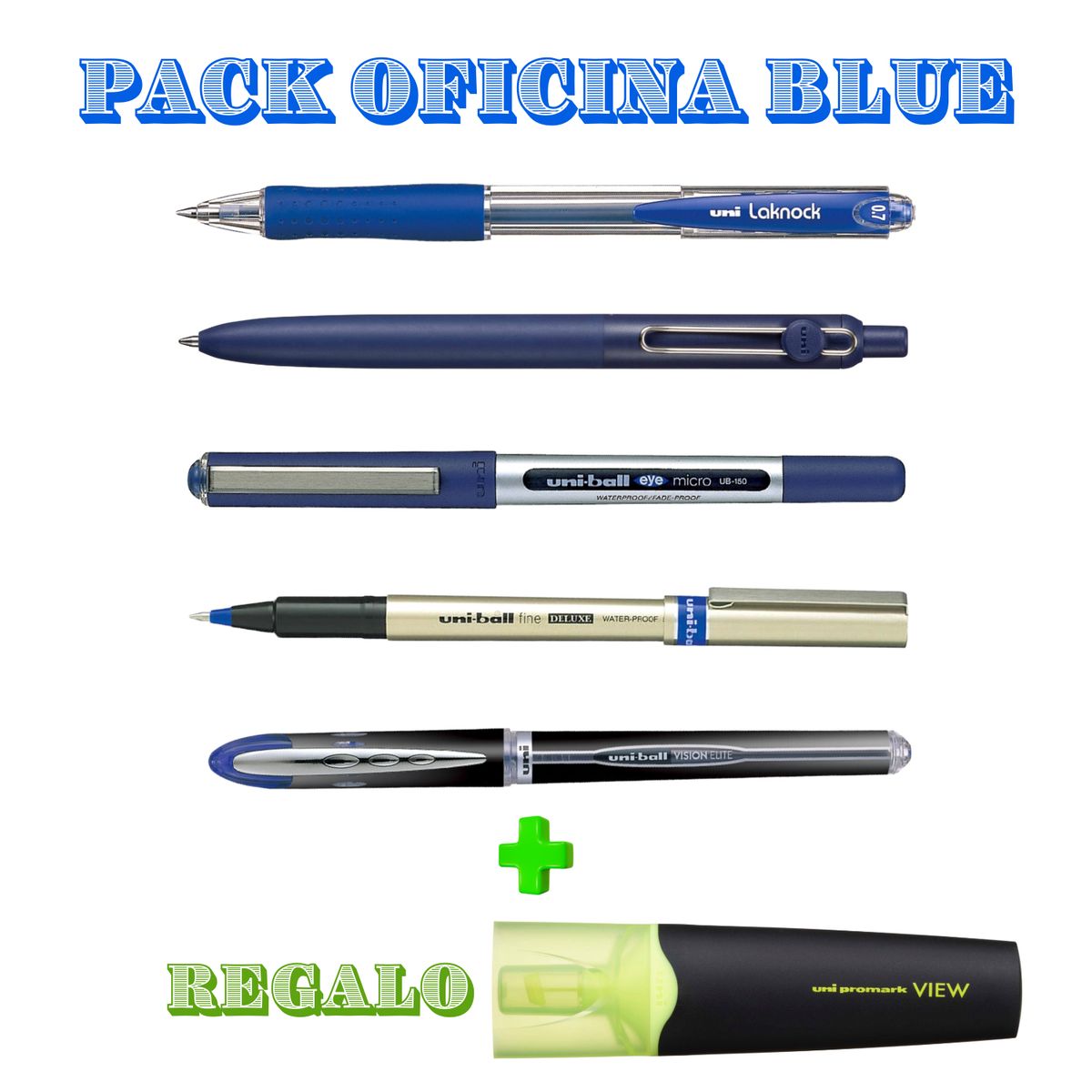UNI BALL - Pack UNIBALL BLUE de Bolígrafos para Oficina + Regalo