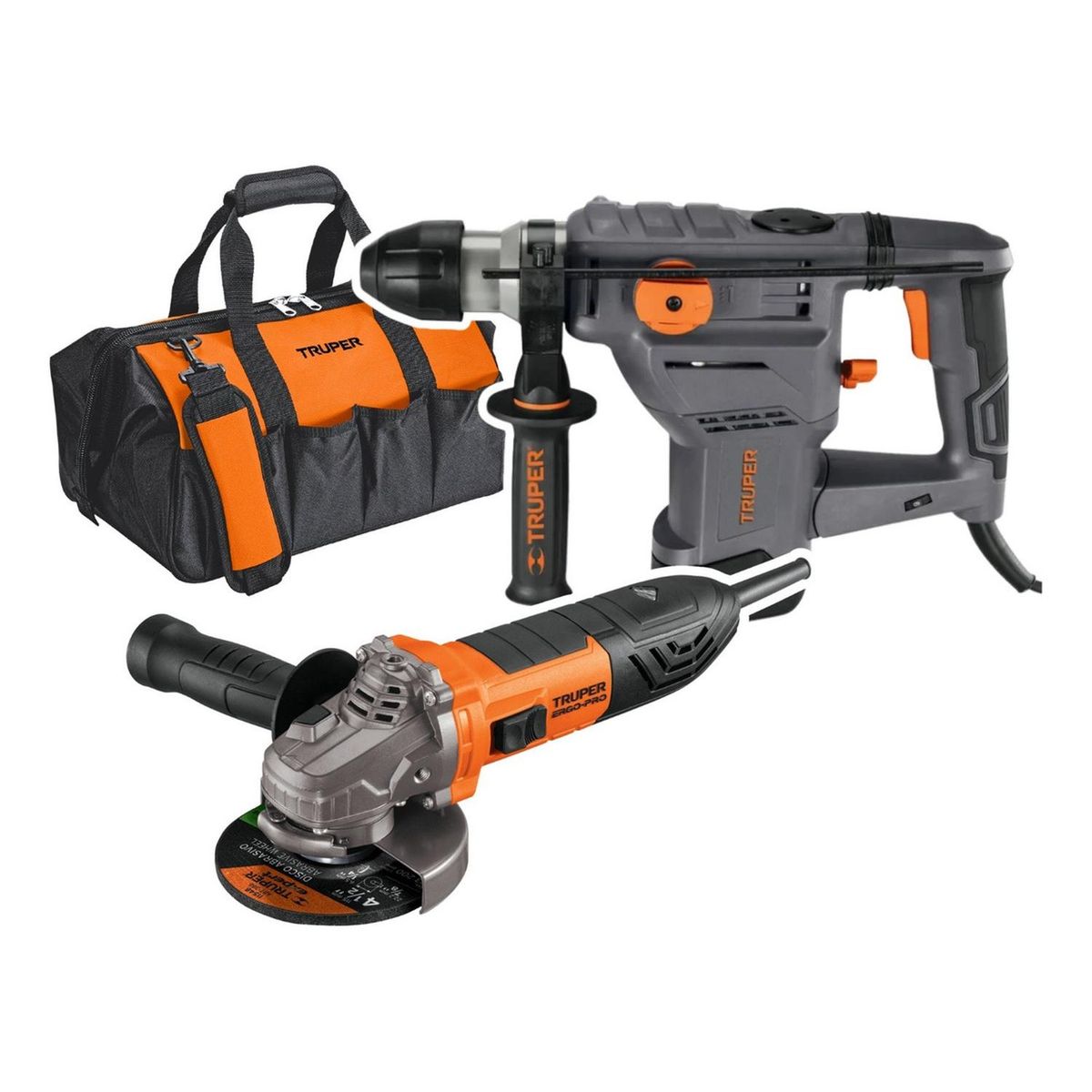 Truper - Combo Rotomartillo 1500w 5 Joules + Amoladora 850w Truper