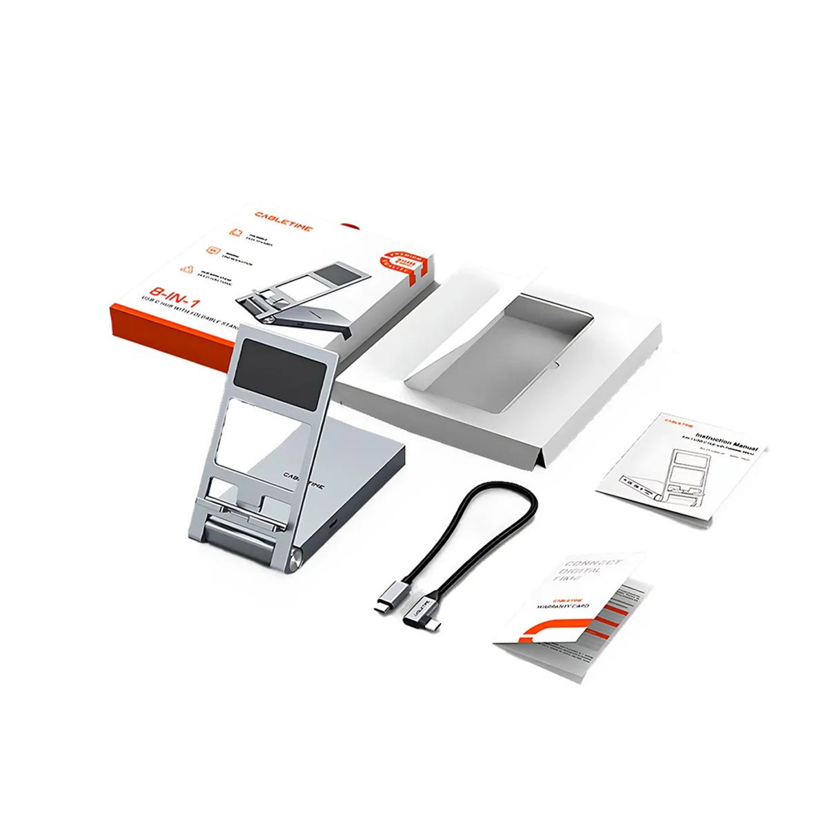 GENERICO - Soporte Plegable Hub 8 en 1 USB-C Cabletime HDMI 4K PD 100W iPad Pro Android Tablet Laptop