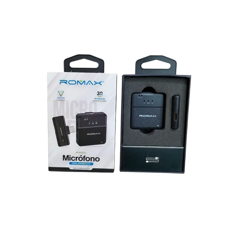 ROMAX - Micrófono inalámbrico solapero Tipo C Cancelacion de Ruido