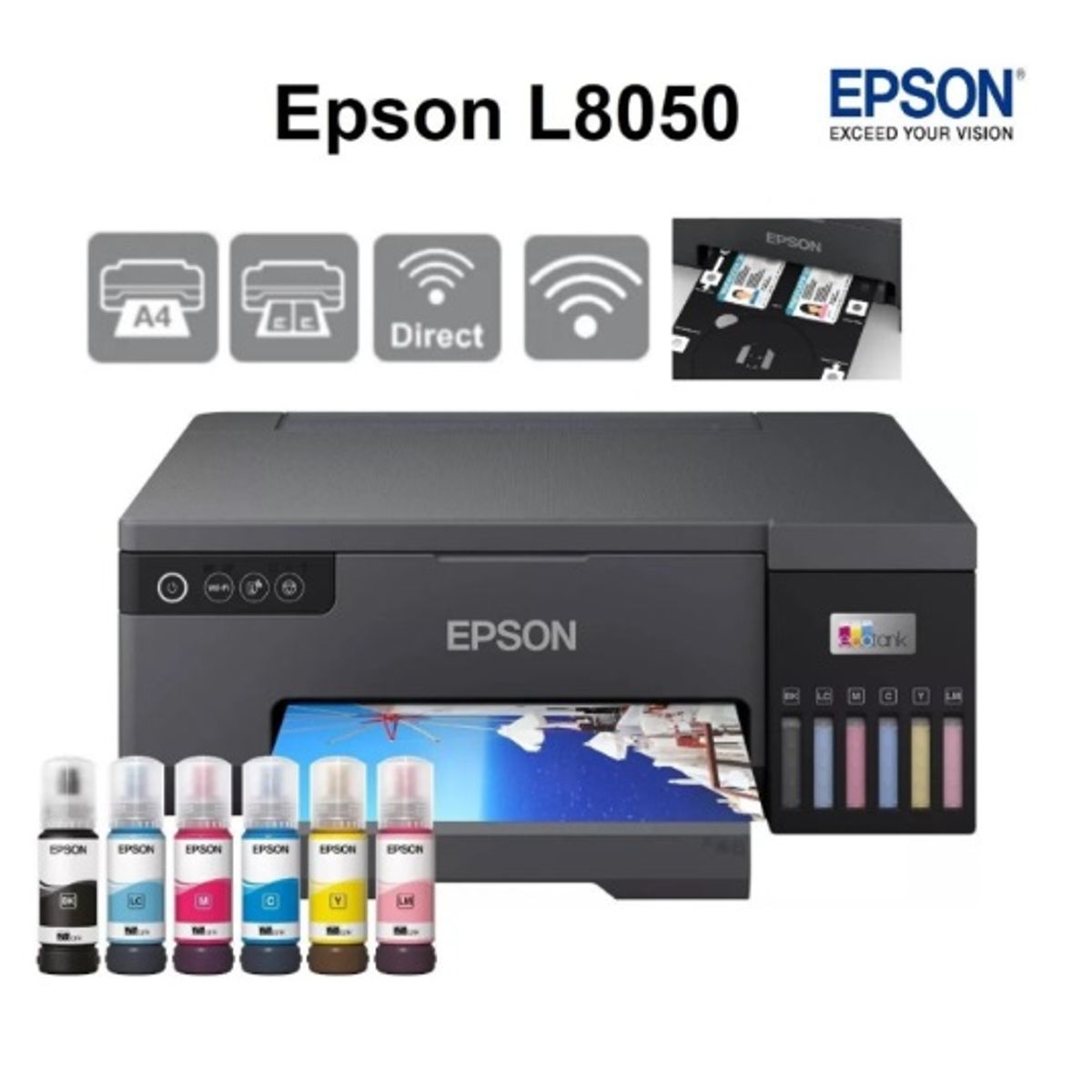 EPSON - Impresora Fotografica Epson L8050 Wifi PVC CD 6 Tintas